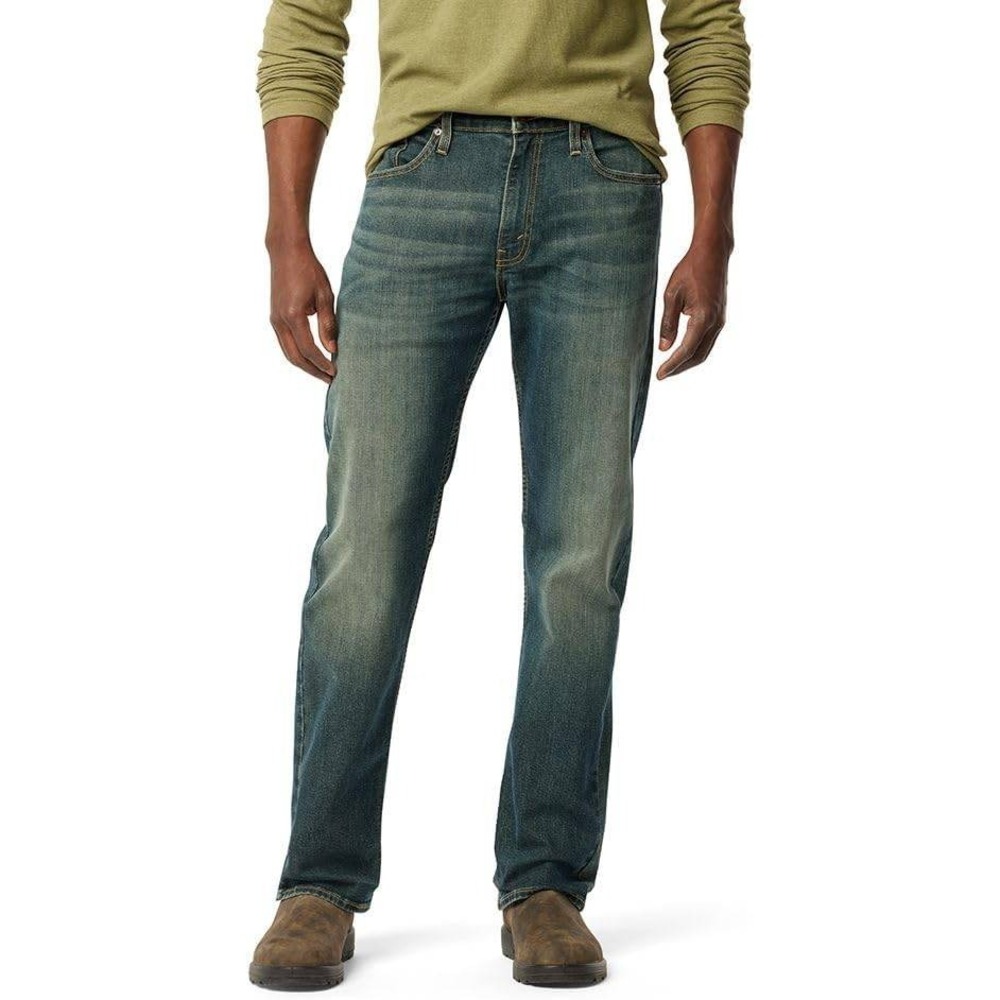 Signature by Levi Strauss Gold 44x30 Men's Regular Fit Flex Straight Jeans Blue